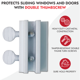 NU-SET Sliding Window Lock, Double Thumbscrew, White