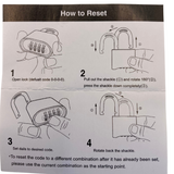 2" 50mm 4-Number Combination Padlock, Long Shackle