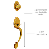 NUSET Malibu:  Entry Handleset (Bright Brass)