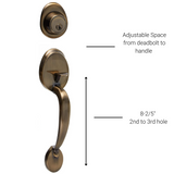 NUSET Malibu: Kwikset Keyed Entry Handleset (Antique Brass)