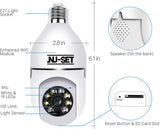 NUSET Smart WiFi Camera, E26 Bulb Security Camera with Pan-Tilt Panoramic View, 1080p