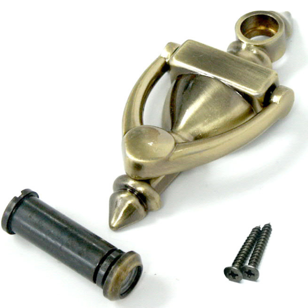 NUSET Door Knocker and 160 Degree Viewer, Antique Brass Finish