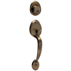 NUSET Malibu: Kwikset Keyed Entry Handleset (Antique Brass)
