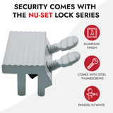 NU-SET Sliding Window Lock, Double Thumbscrew, White