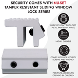 NUSET Tamper Resistant Sliding Window Lock, Double Hex Screw, White