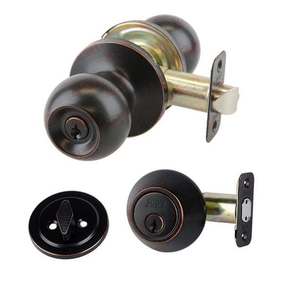 NUSET Fremont: Kwikset Keyed Entry Door Knob & Deadbolt Combo (Oil Rubbed Bronze)