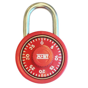 NuSet 1-3/4" 45mm Spin Dial Combination Padlock, Red