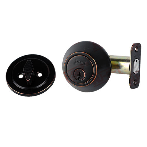 NuSet Kwikset Keyed Single Cylinder Deadbolt (Oil Rubbed Bronze)
