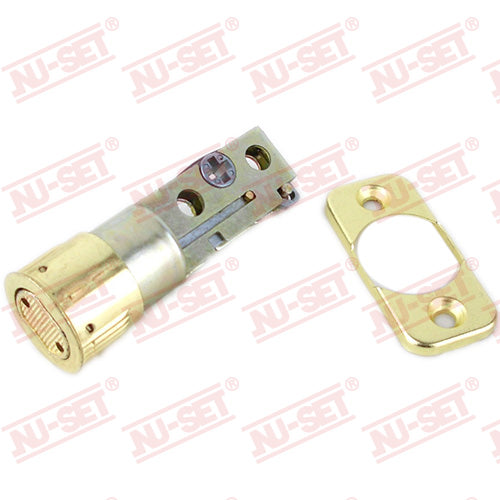 NuSet Backset Adjustable Deadbolt Latch, Detachable Faceplate, Brass