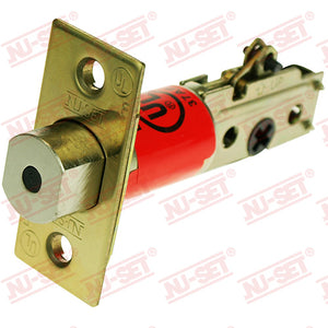 NuSet 2-3/8" Backset Deadbolt Latch, Square Corner, Brass, UL Listed