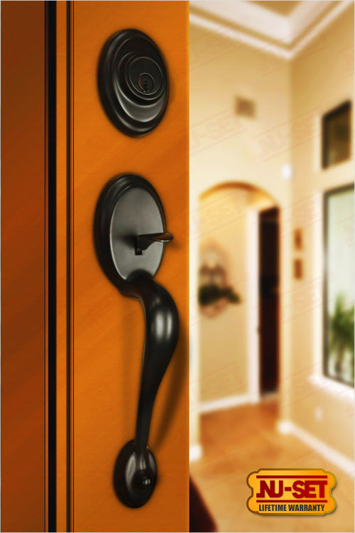 NuSet Gabriel: Schlage Keyed Entry Handleset (Oil Rubbed Bronze)