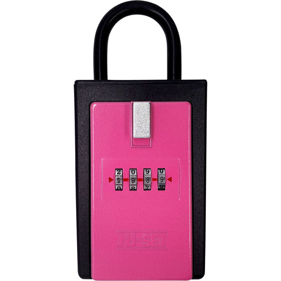 NUSET 4 Digit Number Combination Key Card Storage Lockbox In Pink