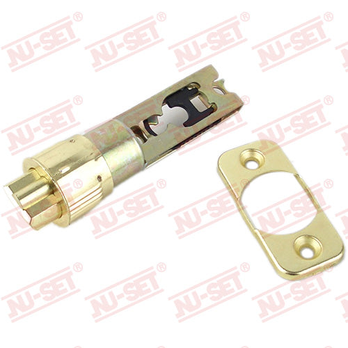 NuSet Backset Adjustable Entry Door Latch, Detachable Faceplate, Brass