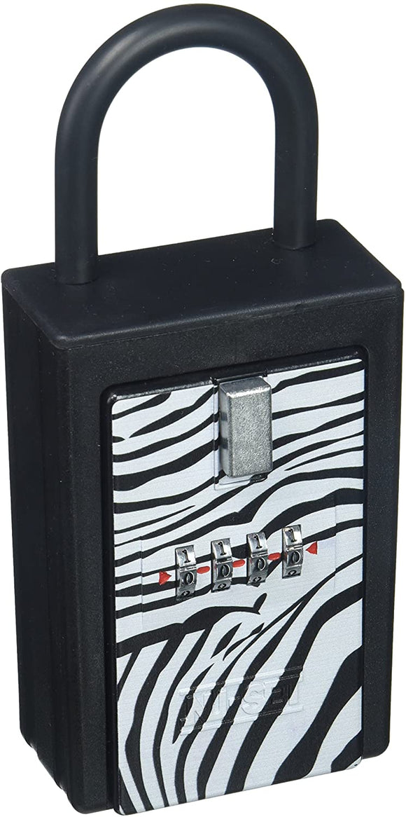 LIMITED EDITION! ZEBRA STYLE 4 DIGIT NUMBER COMBINATION KEY CARD STORAGE LOCKBOX