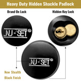 NUSET 2-7/8" 73mm Hockey Puck Padlock Lock, Hidden Shackle, Solid Steel in Stealth Black