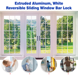 NU-SET 3" Reversible Sliding Window/Patio Door Bar Lock, White