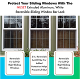NU-SET 3" Reversible Sliding Window/Patio Door Bar Lock, White